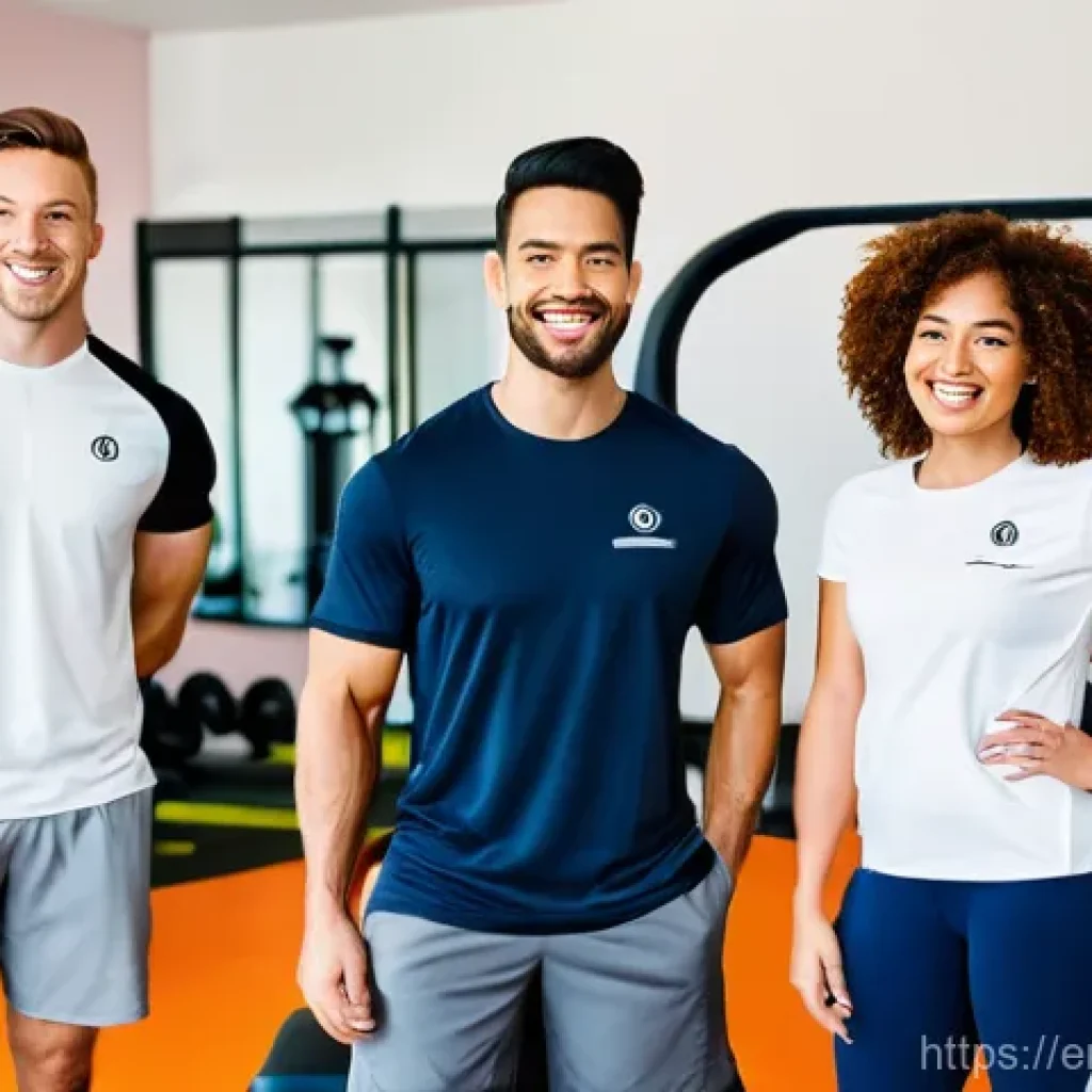 피트니스 경영사로서 직원 교육 계획 세우기 - **Prompt: Welcoming New Talent**
    "A diverse group of five fitness professionals, three women and...