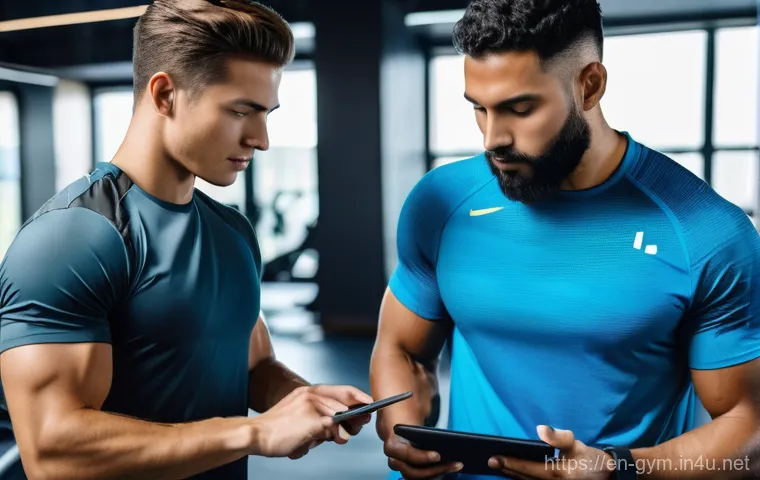 피트니스 경영사로서 직원 교육 계획 세우기 - **Prompt: Empathetic Client Connection**
    "A female fitness trainer, aged around 30, wearing a mo...